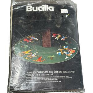 BUCILLA Jeweled Felt Christmas Tree Skirt or Table Center "NATIVITY" 54" Round